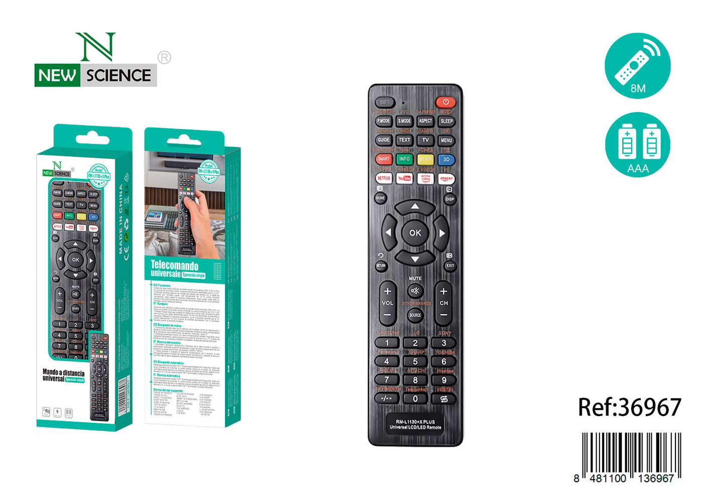 Controle remoto universal para TV RM-L1130+X Plus