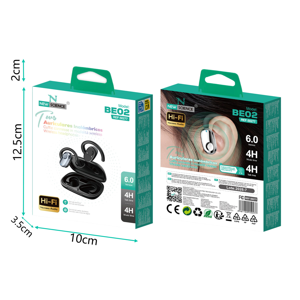 Auriculares Inalámbricos BE02 Negro