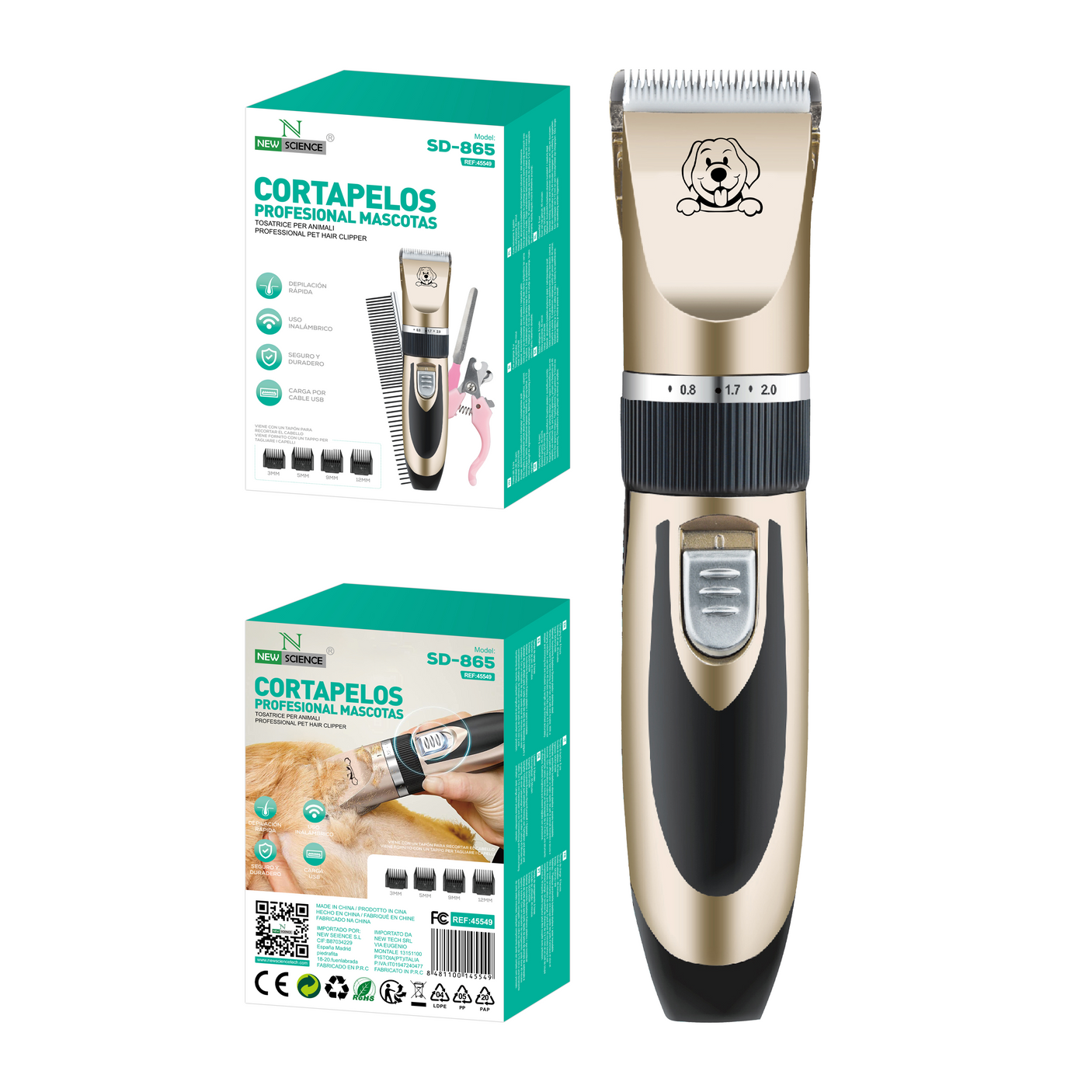 Cortapelos Profesional para Mascotas SD-865