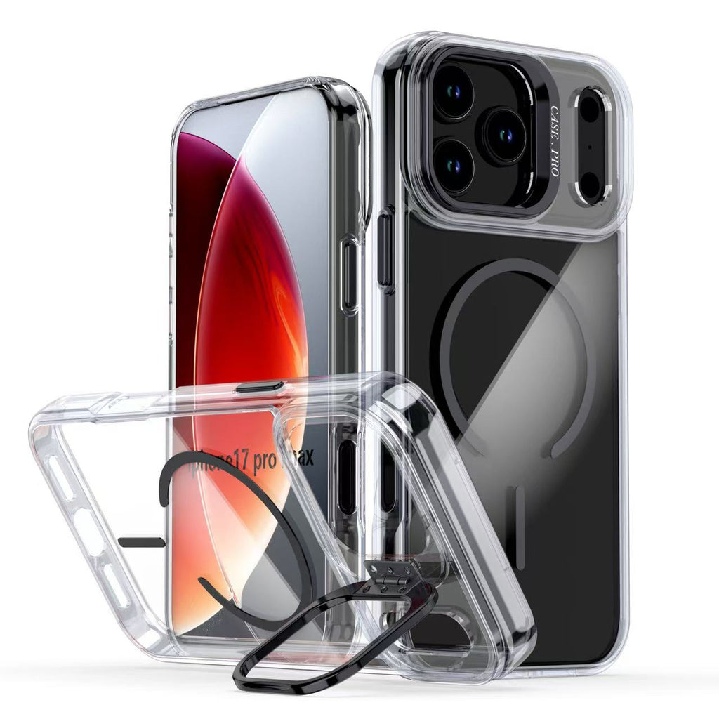 iPhone 17 Funda Transparente con Soporte Magnético Integrado en la Cámara