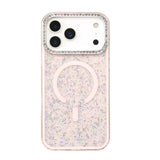 iPhone 13 / iPhone 14 Funda con Purpurina Magnética con Marco de Cámara con Diamantes