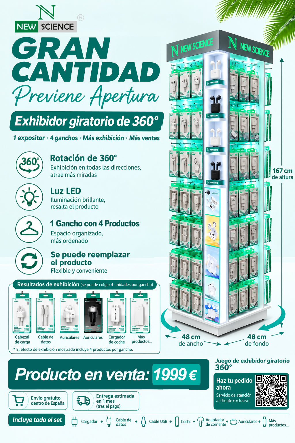 Expositor Giratorio 360° Electrónica con Set de Productos