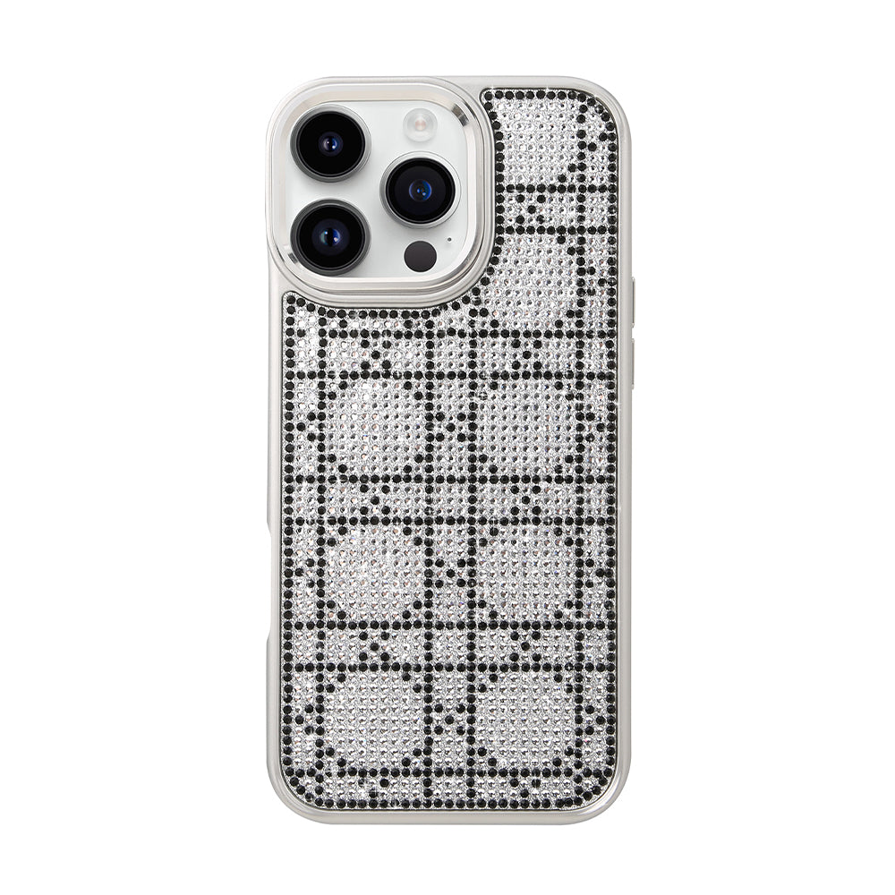 Funda Brillante Redmi A3 con Diamantes en Patrón Cuadrado
