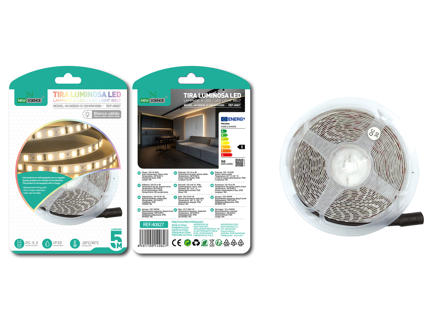 Tiras Luminosas LED Md AH-N2835-12-120-WW-0500 (no incluye adaptador)