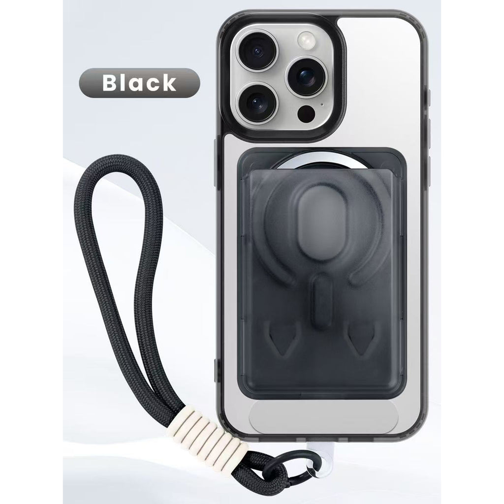 iPhone 16 Pro Funda magnética 3 en 1 con tarjetero y cuerda