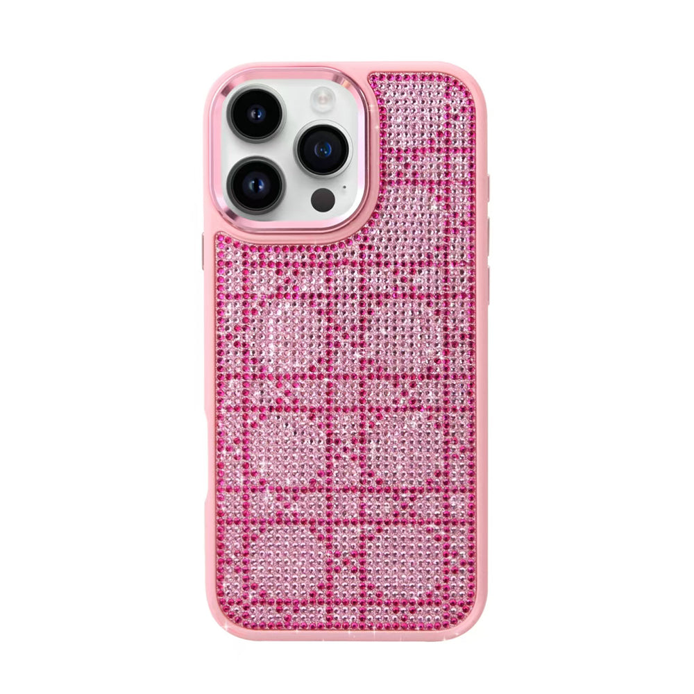 Funda Brillante Redmi A3 con Diamantes en Patrón Cuadrado