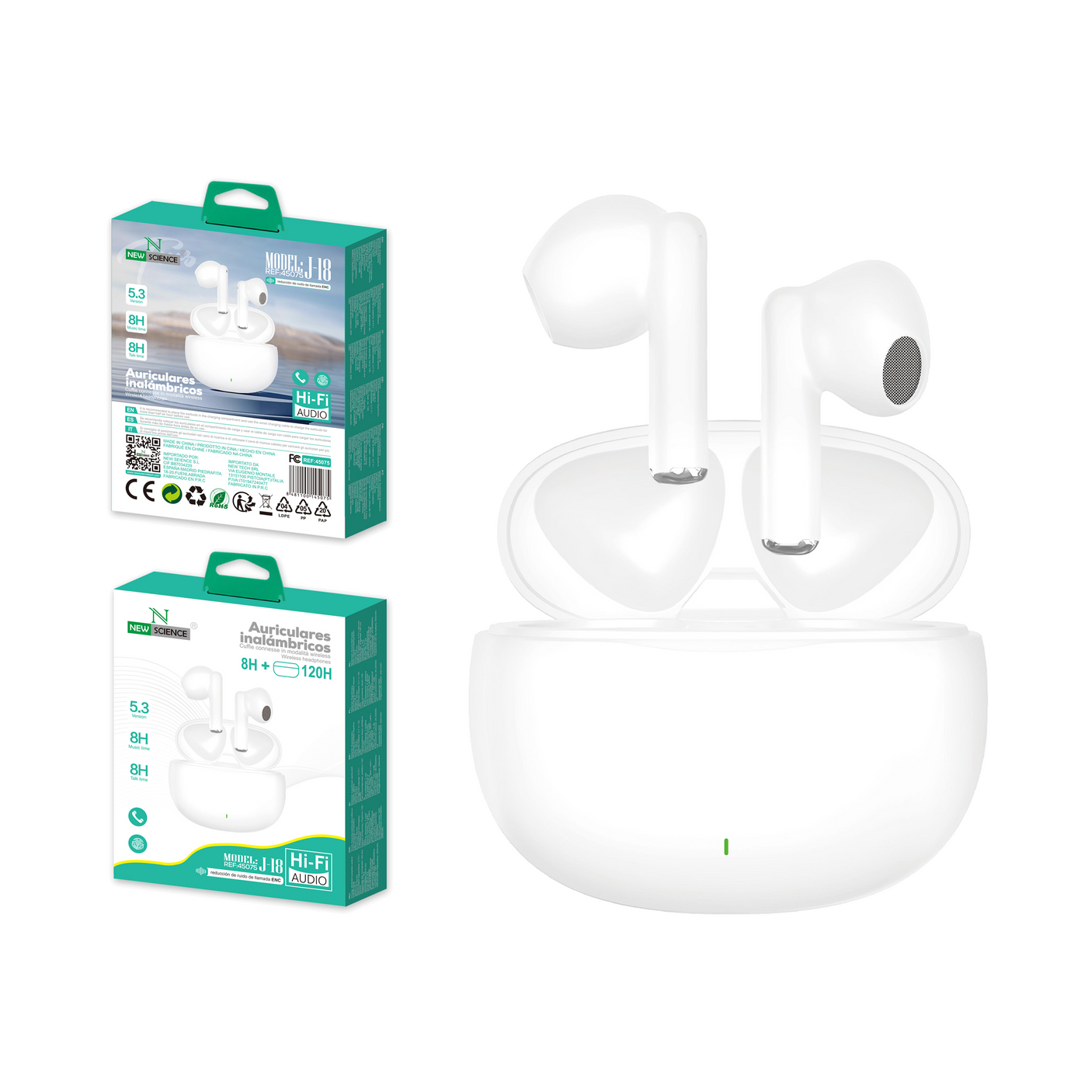 Auriculares Inalámbricos Mod J-18 Blanco