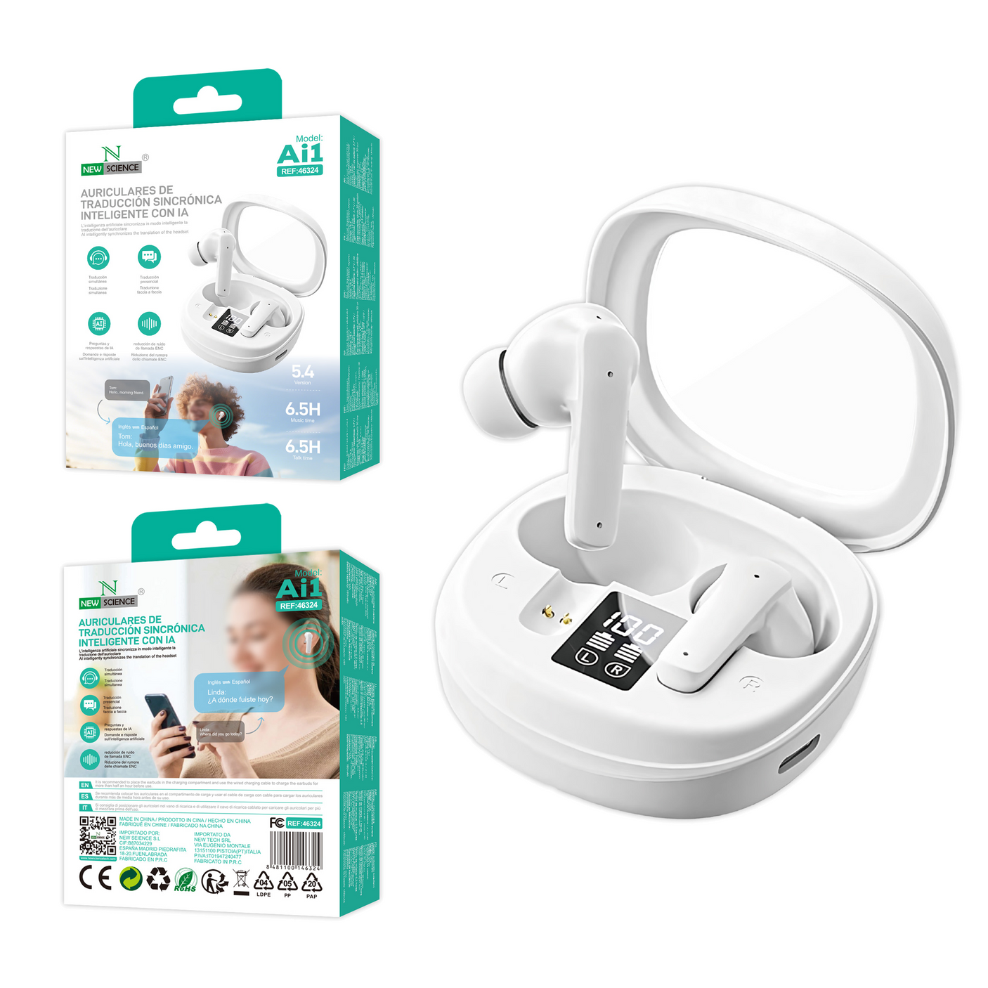 Auriculares con Traducción Inteligente por IA, Modelo Ai1