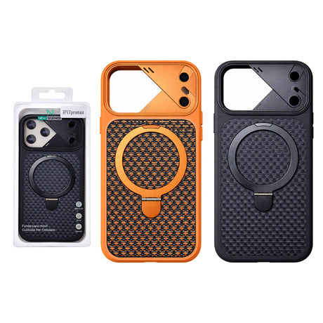 iPhone 13/14 Carcasa Textura Fibra de Carbono con Anillo Magsafe