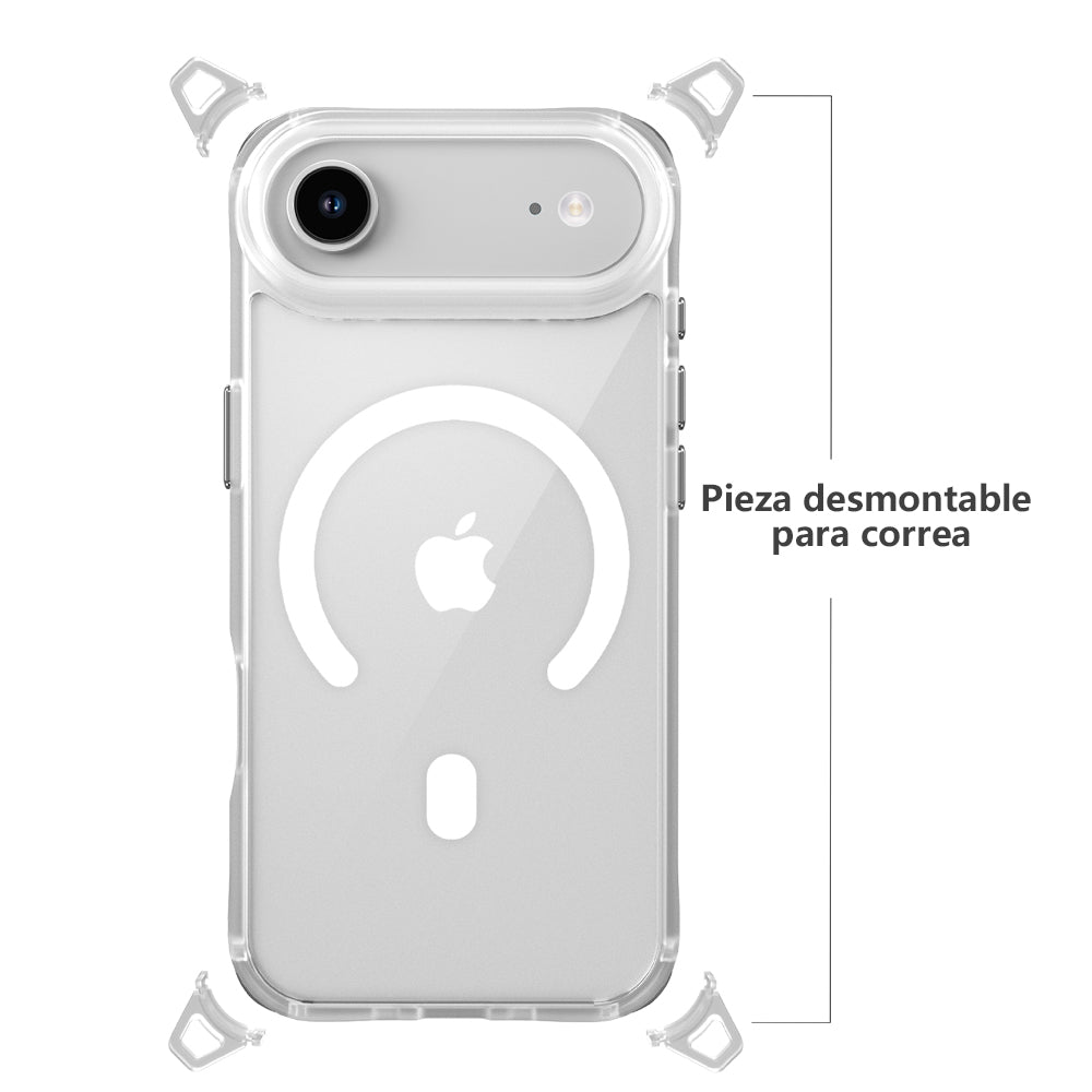 iPhone 17 Air Funda Transparente Magnética con Soporte Desmontable para Correa