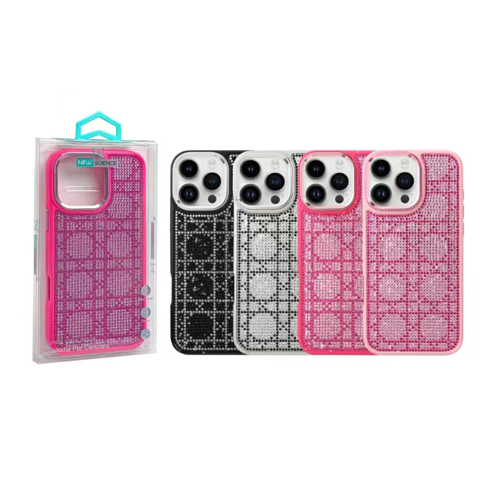Funda Brillante Redmi A3 con Diamantes en Patrón Cuadrado