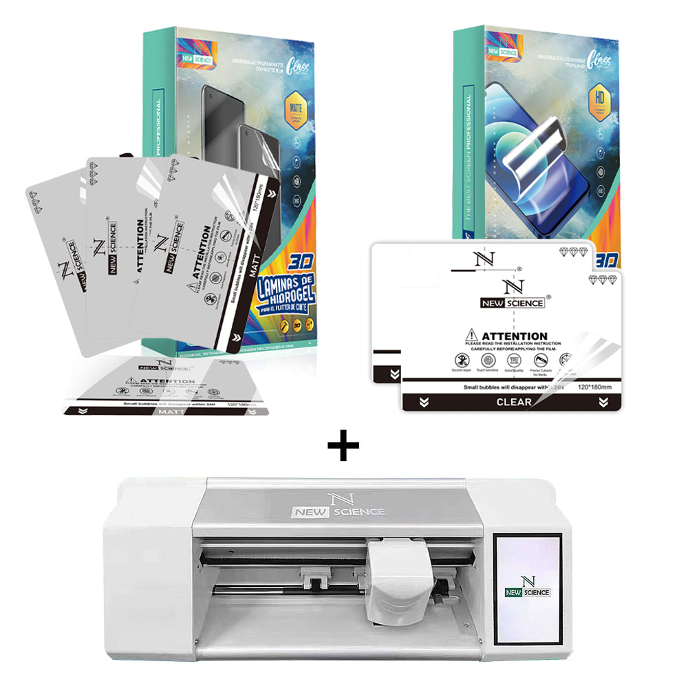 Pack Ahorro Máquina de Hidrogel con Software Libre (Sin Contador) + 100 Láminas (Transparente o Mate)