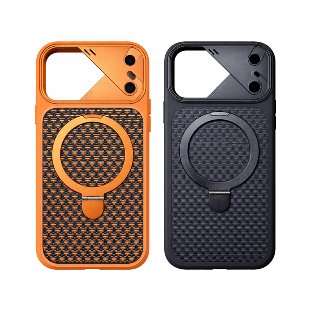 iPhone 15 Carcasa Textura Fibra de Carbono con Anillo Magsafe
